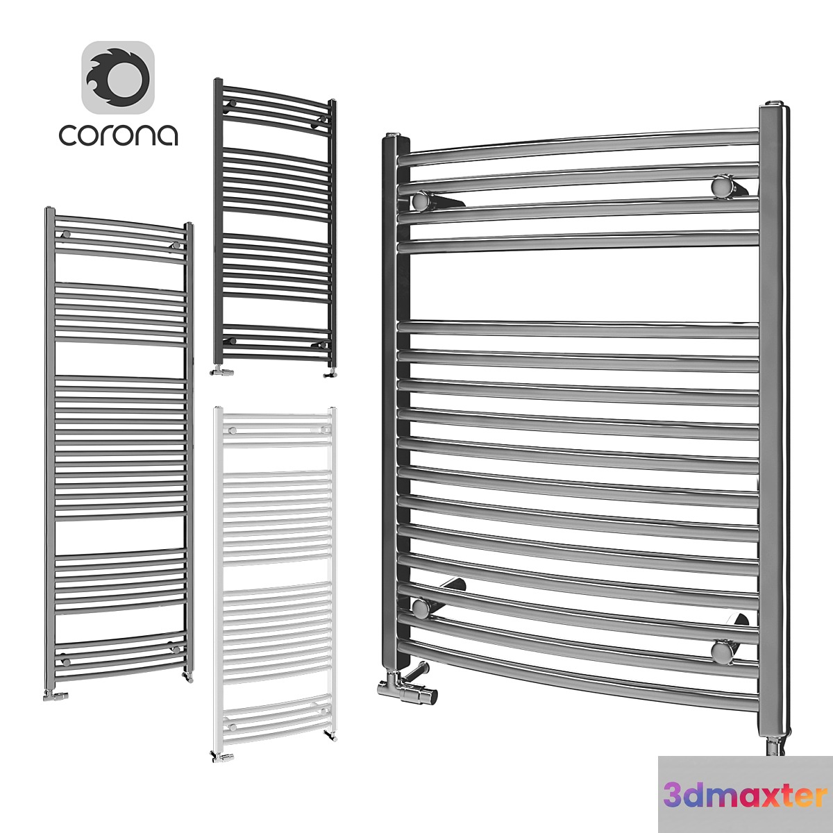 Heated towel rails Zehnder Aura Bow 3D Max
