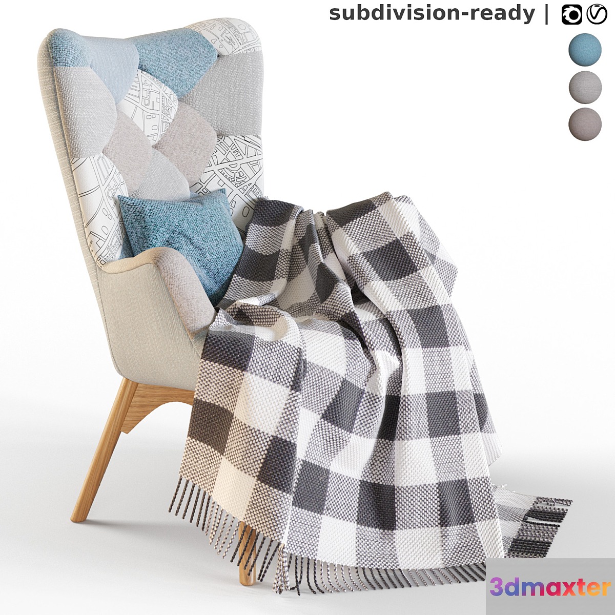 Armchair La Forma KNUT patchwork 3D Max