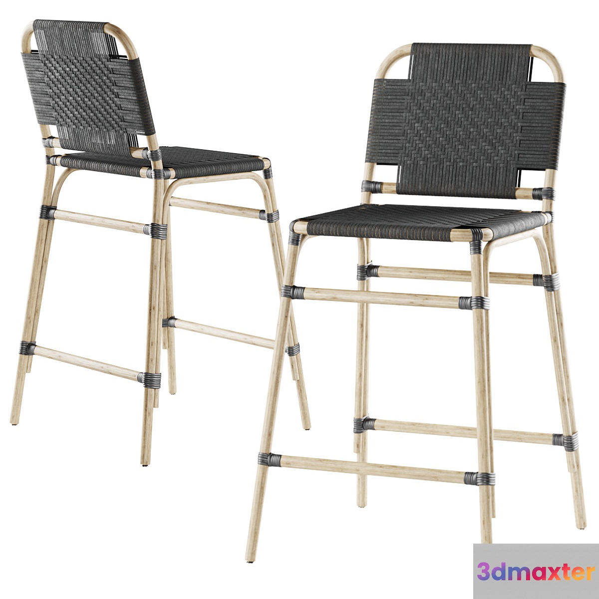 Rattan bar stool MD43 high back _ Rattan bar stool