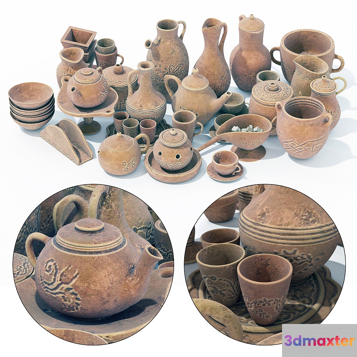 Dishes clay decor n18 _ Clay dishes No. 18 3D Max