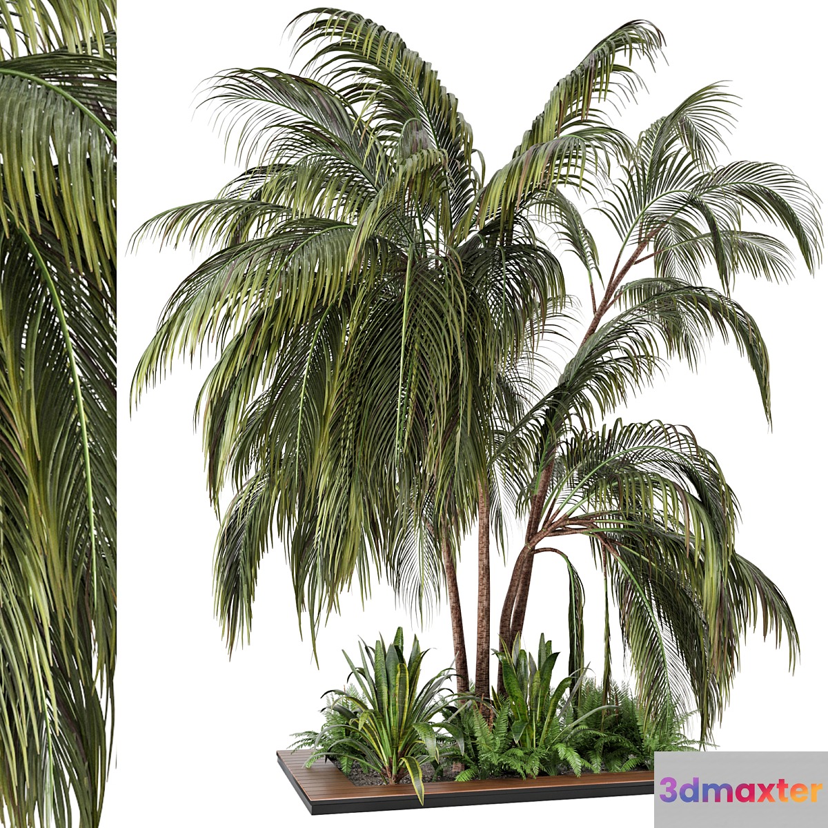 Outdoor Garden set bush and Tree - Garden Set 24 3D Max