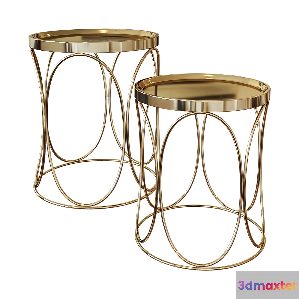 Set of two coffee tables with metal top A79100090 3D Max