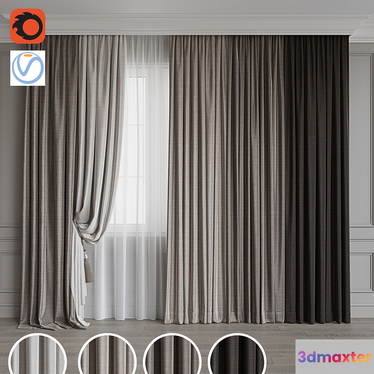 Set of curtains 88 3D Max
