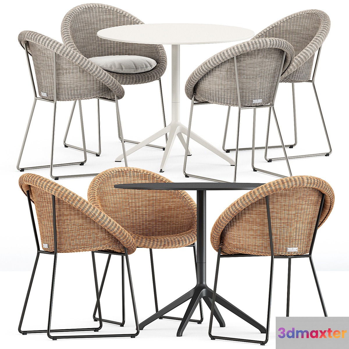 Gigi II Armchair by Janus et cie and Elephant round table by Kristalia 3D Max