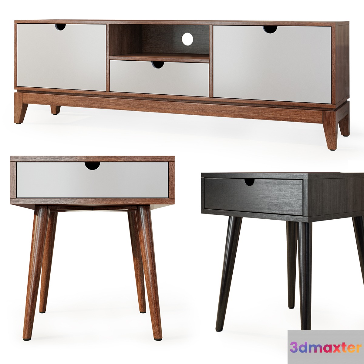 Scandinavia chest of drawers and bedside table. Tvstand nightstand by LuLu 3D Max