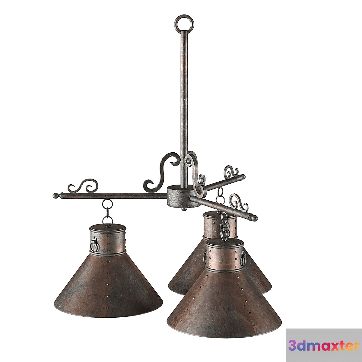 Wrought iron chandelier spanish hacienda 3D Max