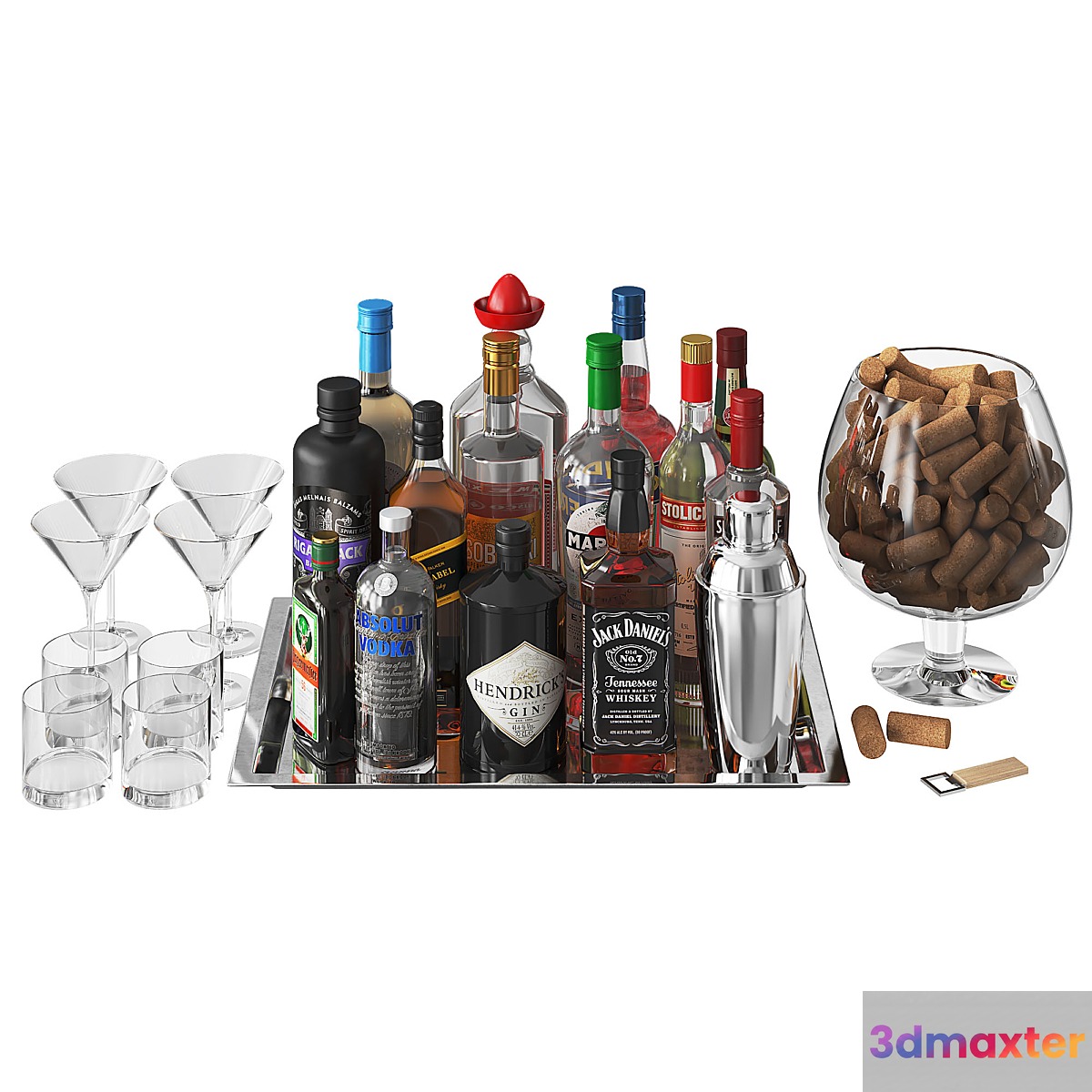 Home Bar Beverage Set 2 3D Max