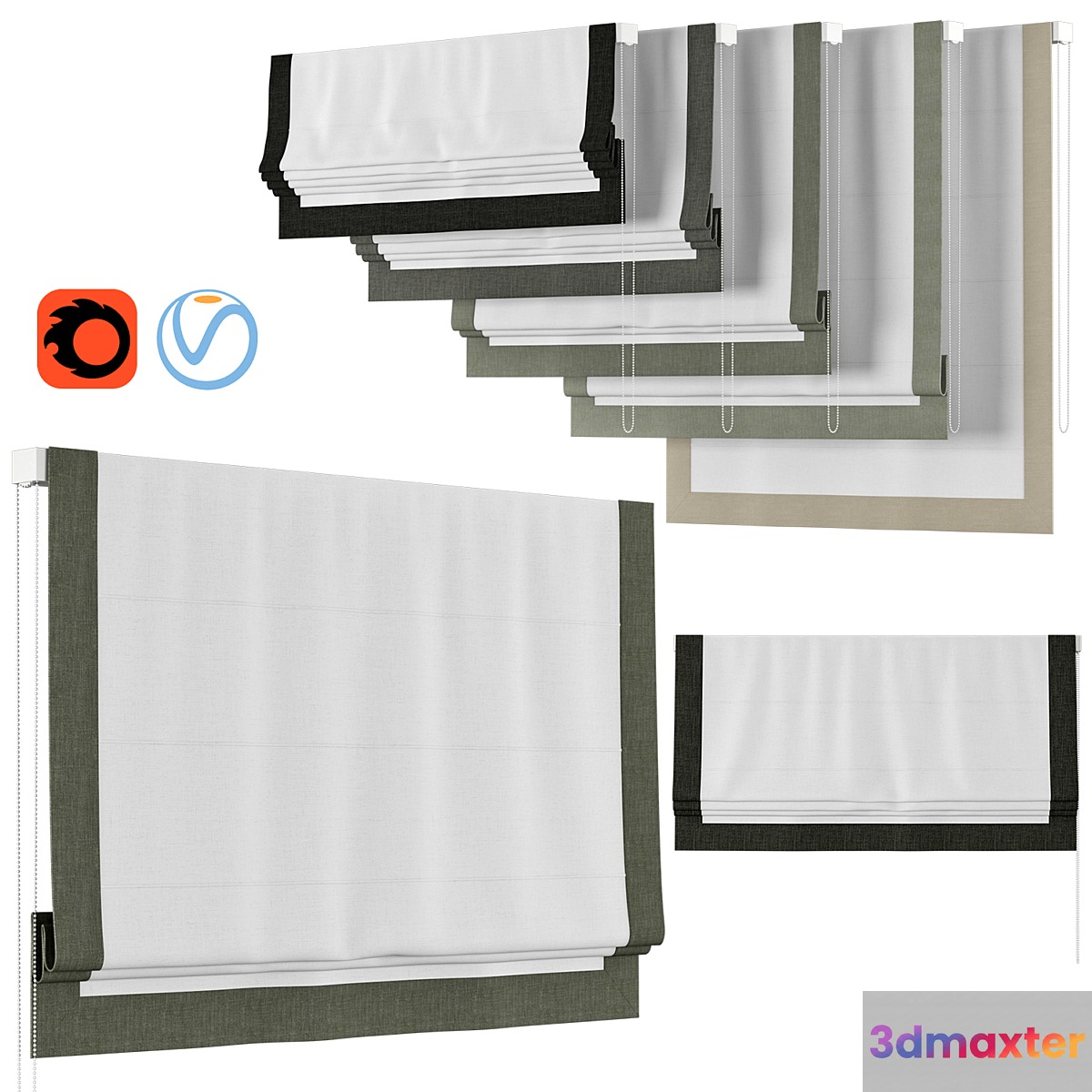 Roman Curtains 47 | Loganova | Border Chevalle Design Flat Linen - No.4