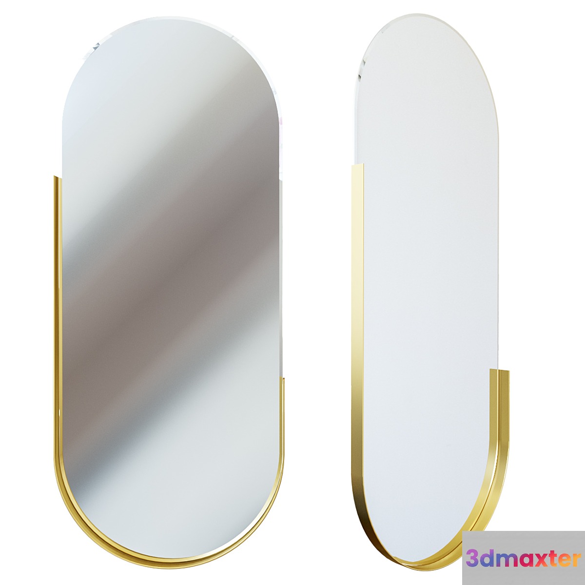 Oval mirror in a metal frame (gold) 19-ОА-6385 3D Max