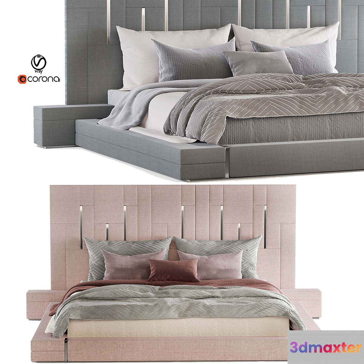 Bright and Sporty Color Bed Set 07 3D Max