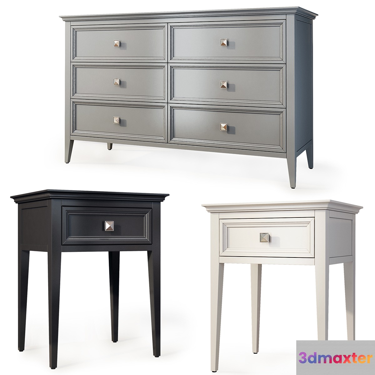 Chest of drawers and bedside tables RFS Brooklyn. Bedside table dresser by MebelMoscow 3D Max