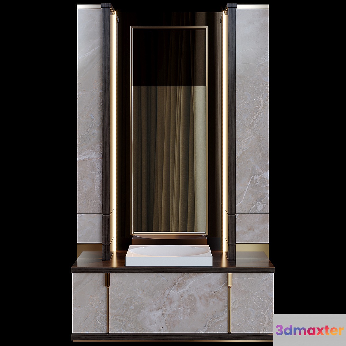 Washbasin with illuminated mirror 3D Max