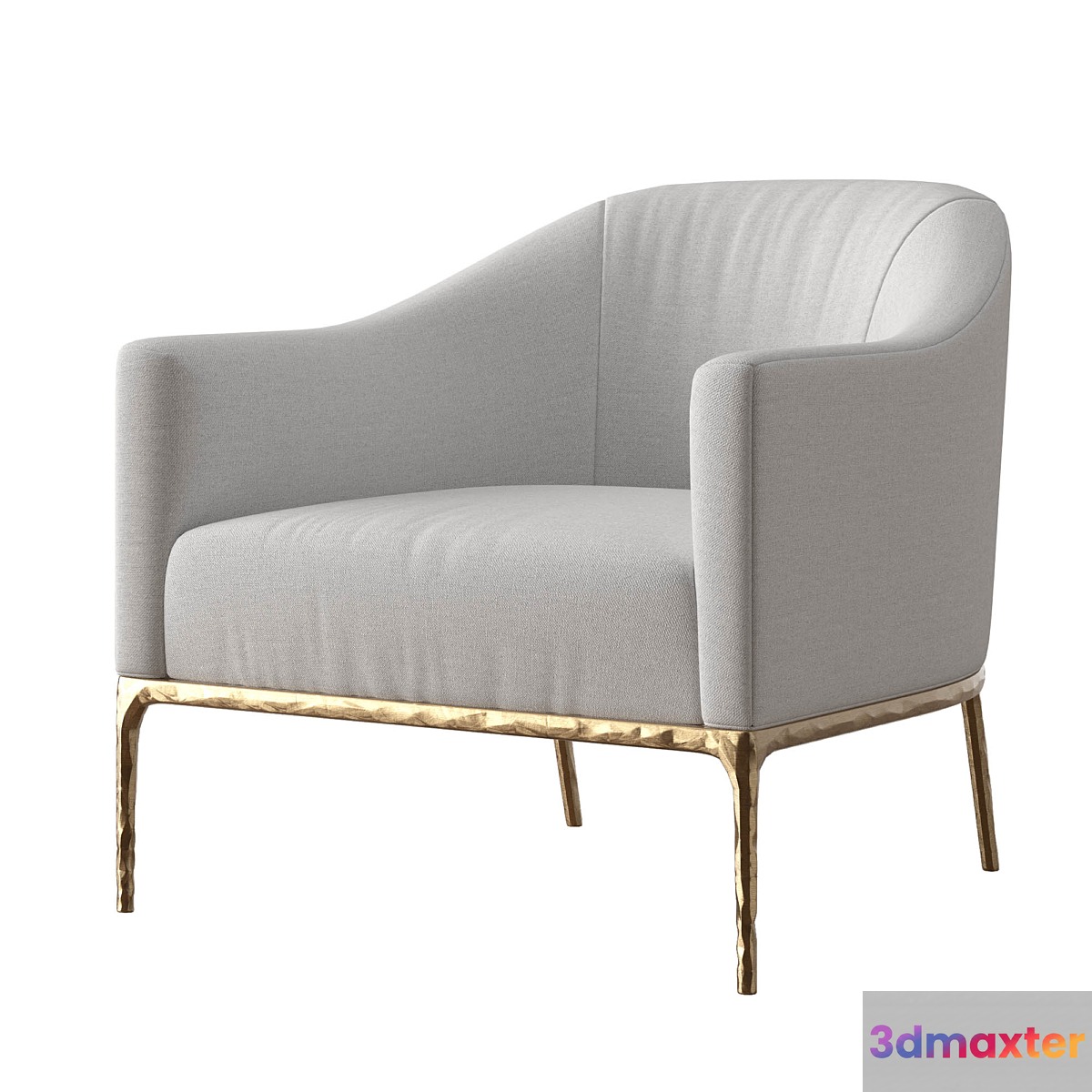 Rh Thaddeus Barrelback Slope Armchair 3D Max