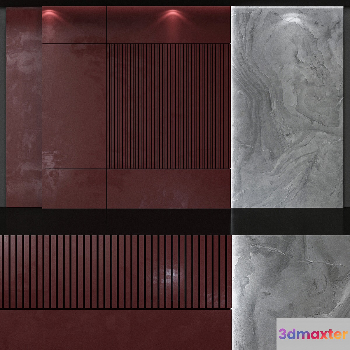 Decorative 3d panel Unitile Life Milan and burgundy MDF panels 3D Max