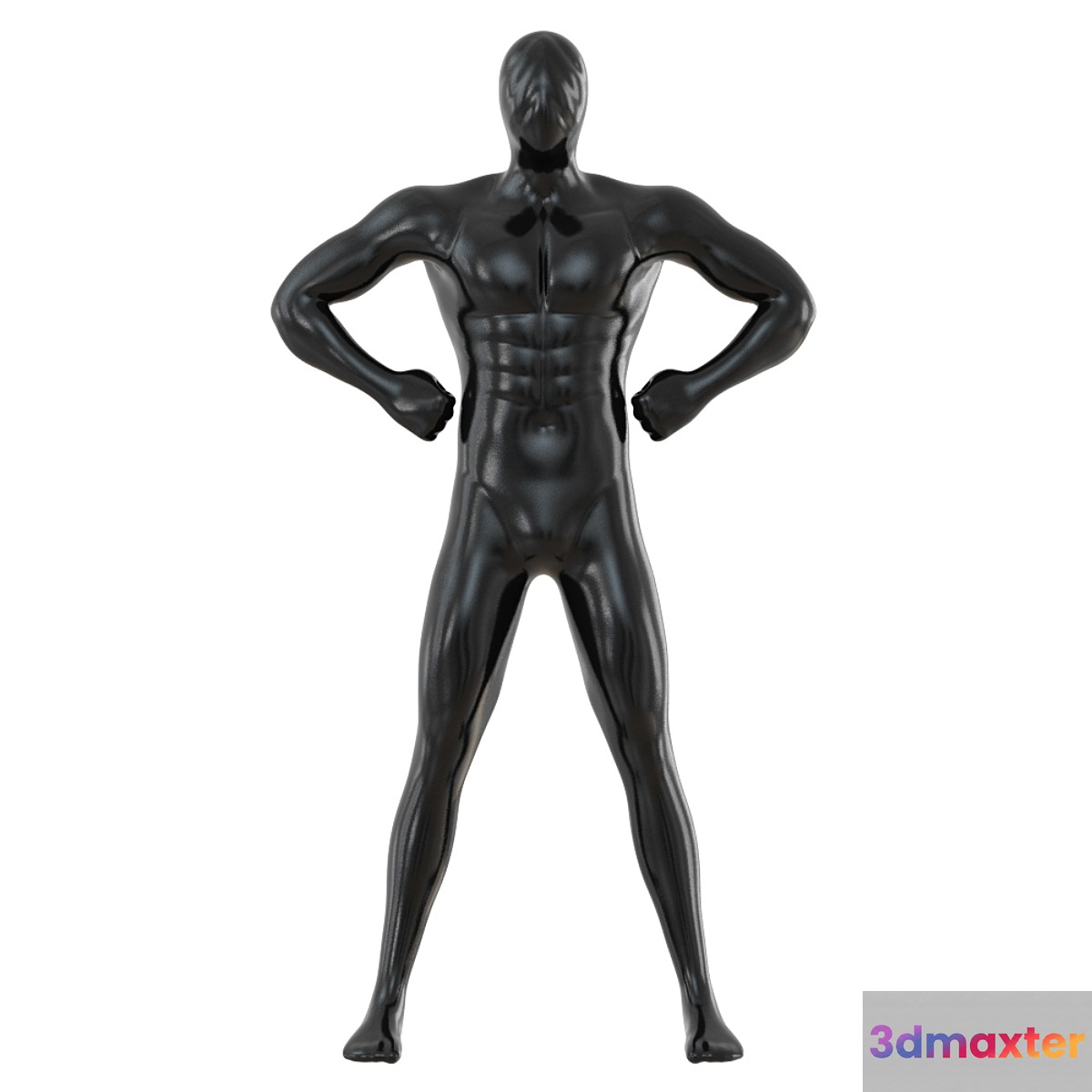 Male black mannequin in wide pose with arms on sides 97