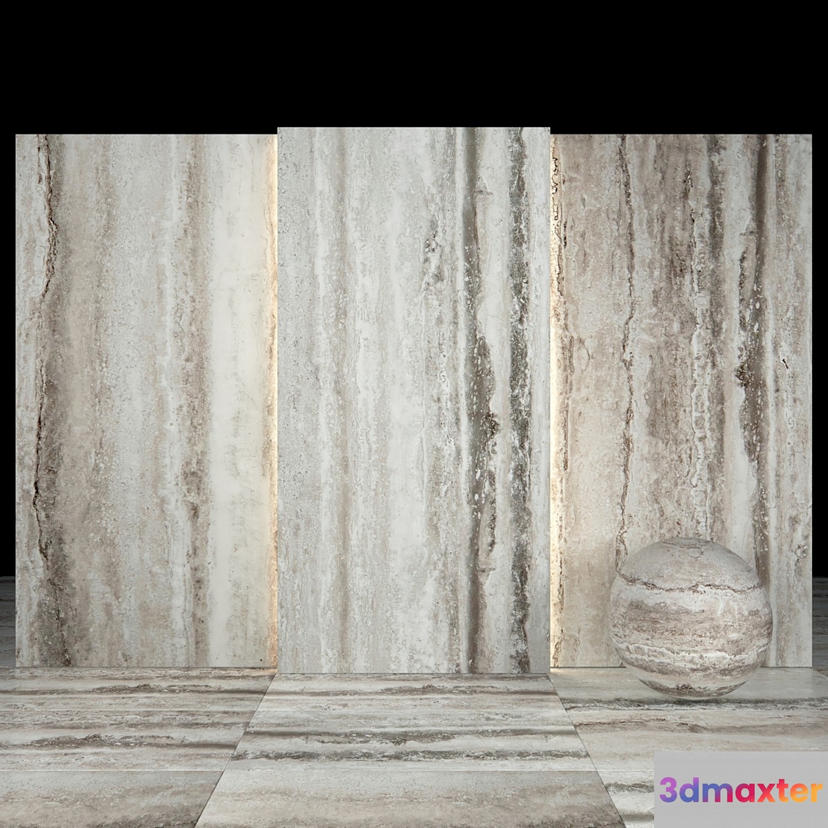 Gray Travertine 01 3D Max