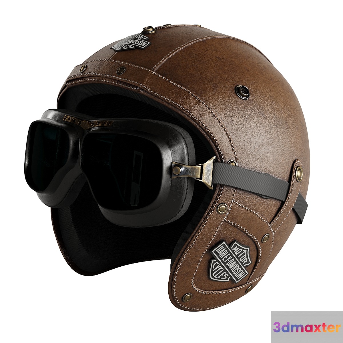 Leather moto helmet 3D Max