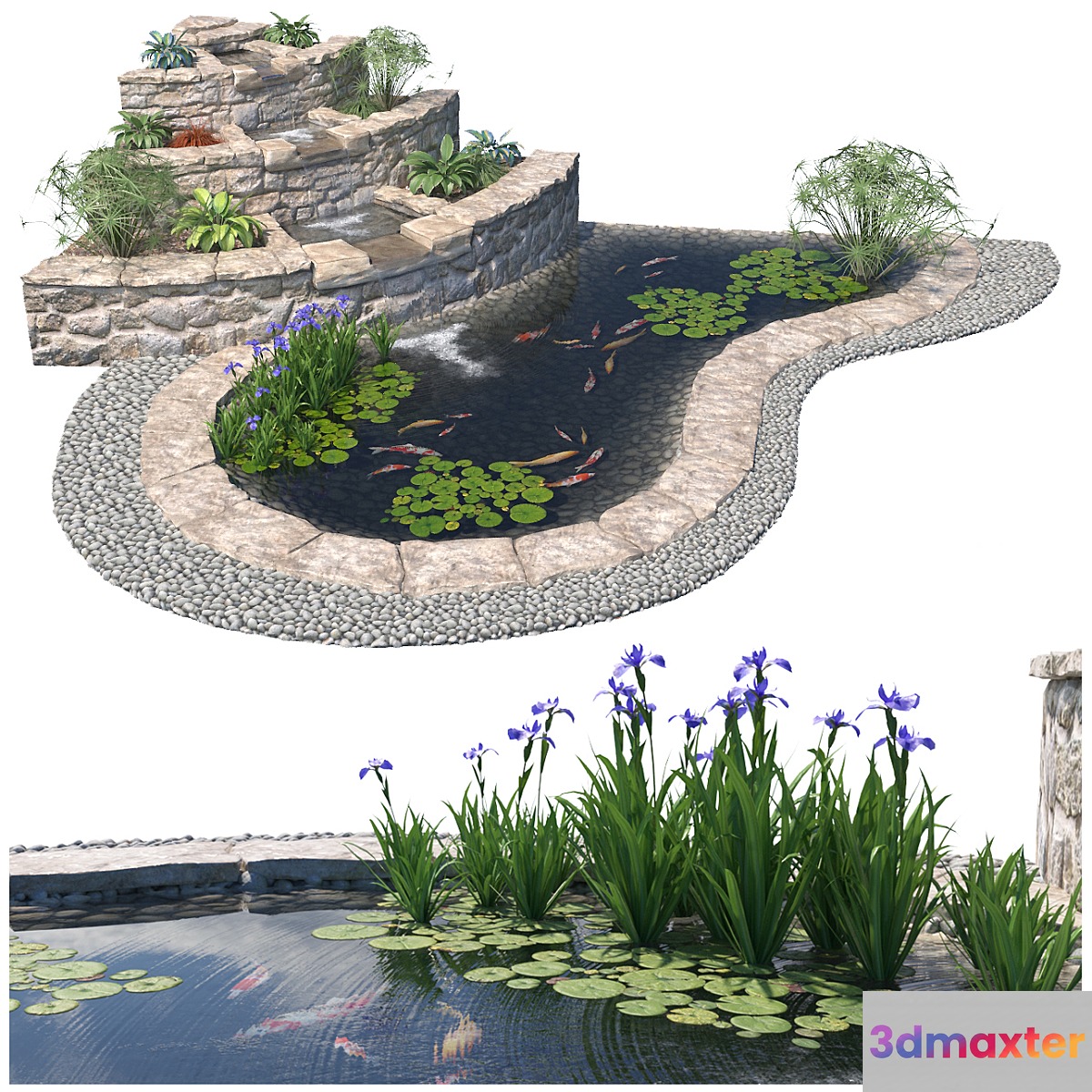 Decorative waterfall 01 3D Max