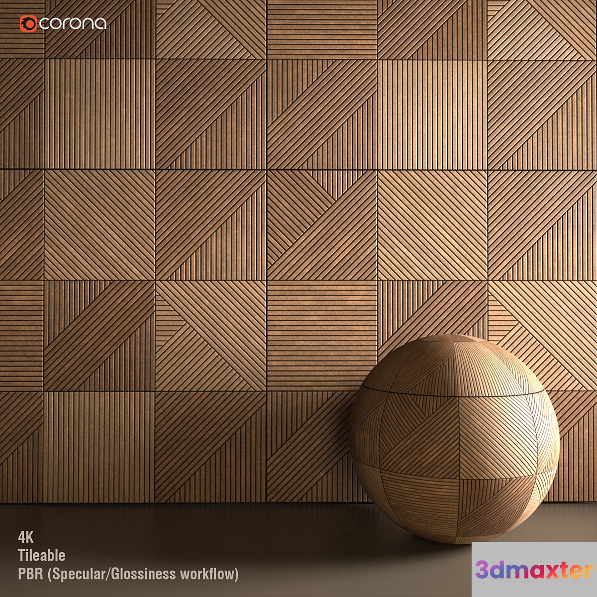 Wooden wall panel 3D Max