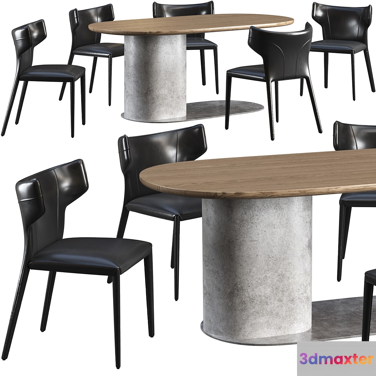 Dining table Natuzzi Ombra and chair Natuzzi Pi Greco 3D Max