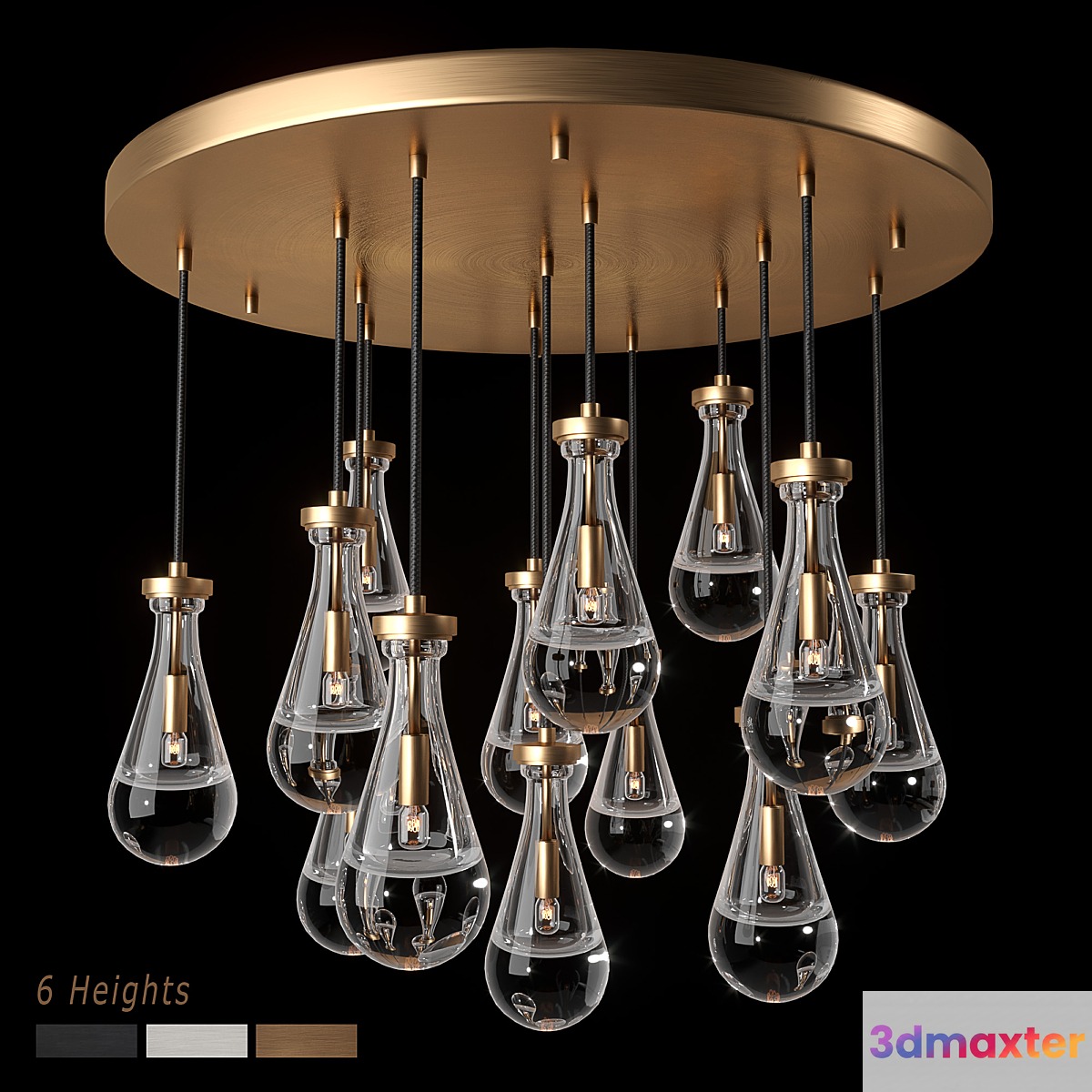 RH Rain Round Chandelier 36 3D Max