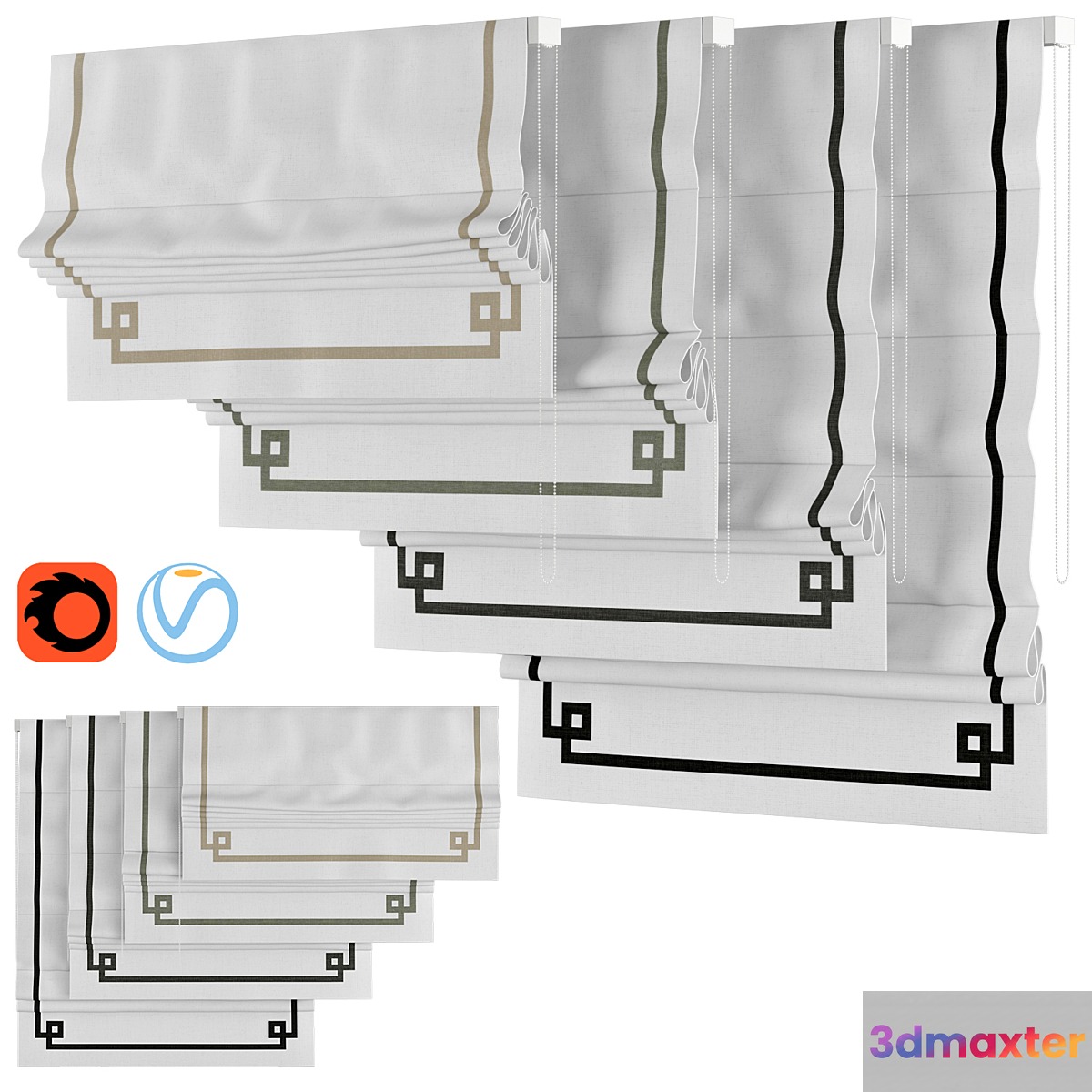 Roman Curtains 51 | Loganova | GREEK KEY DESIGN 3D Max