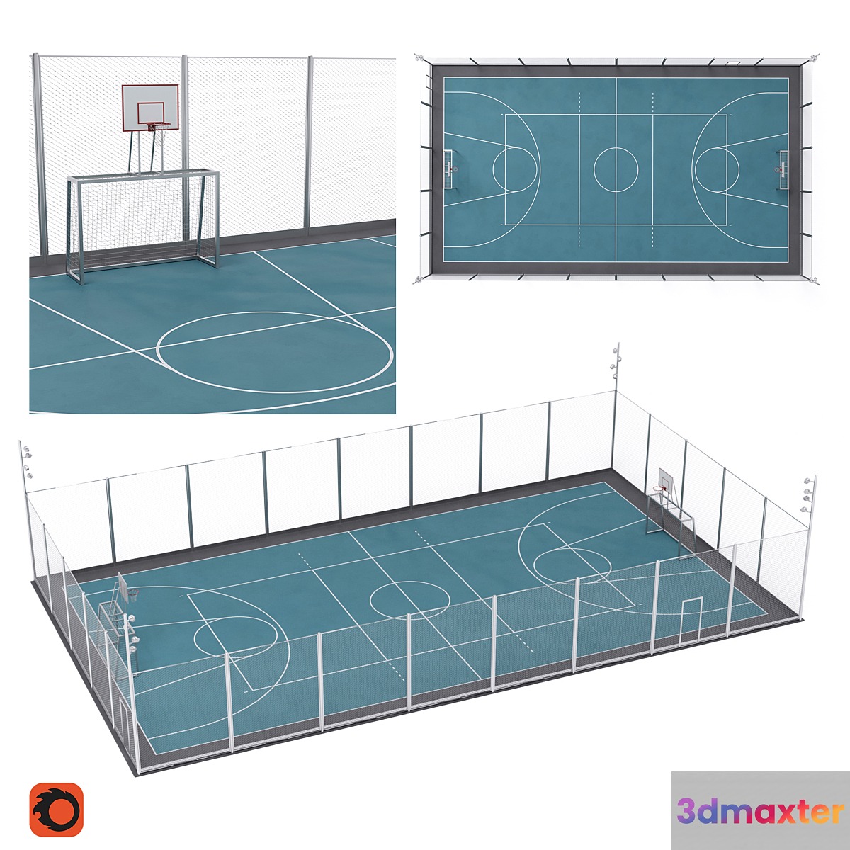 Universal fenced sports ground