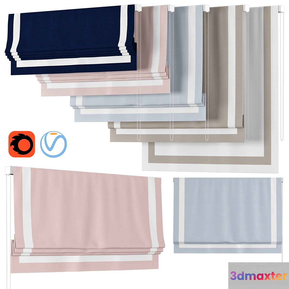Roman Curtains 54 | Rh Baby & child | APPLIQUÉD FRAME 3D Max