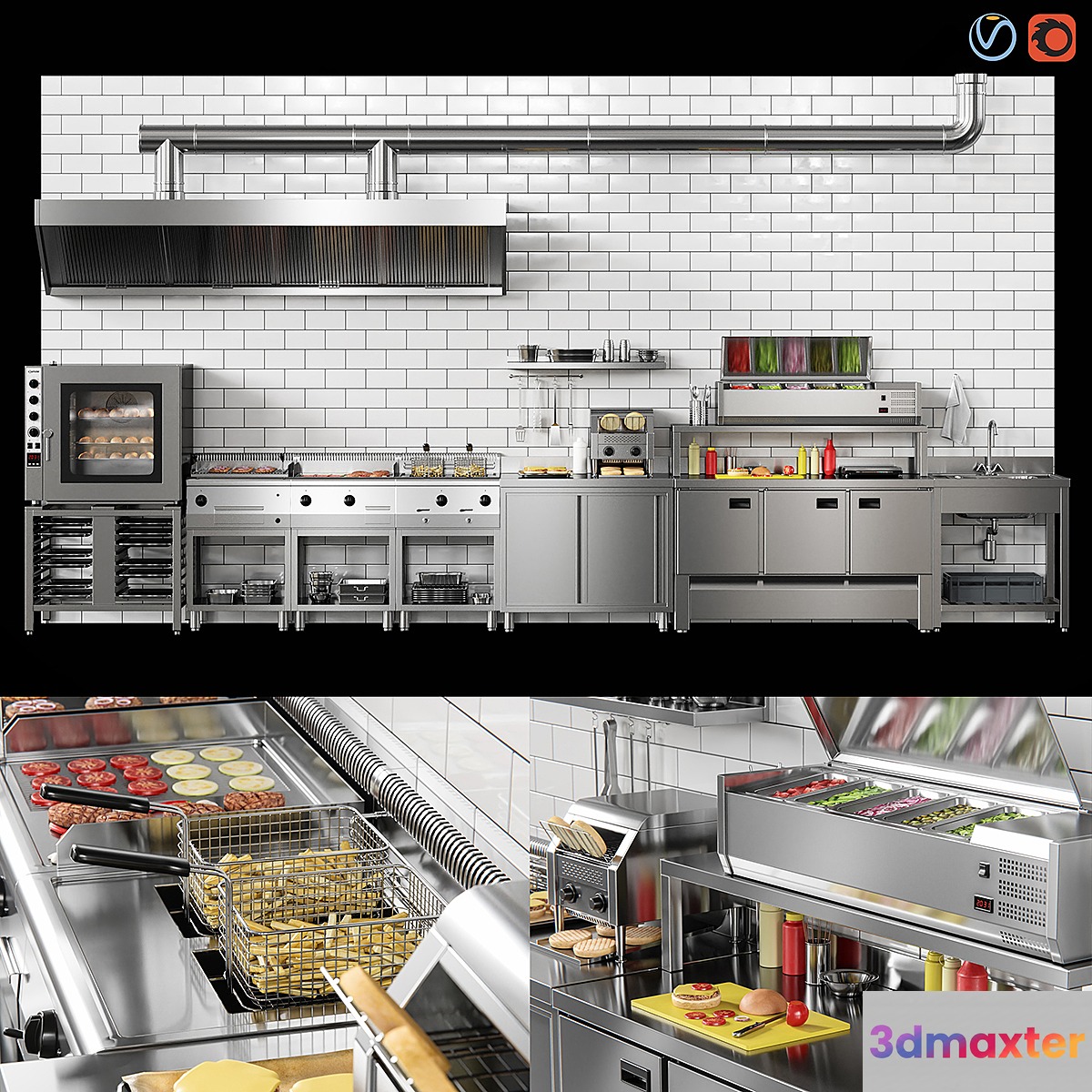 Foodcourt burger 3D Max