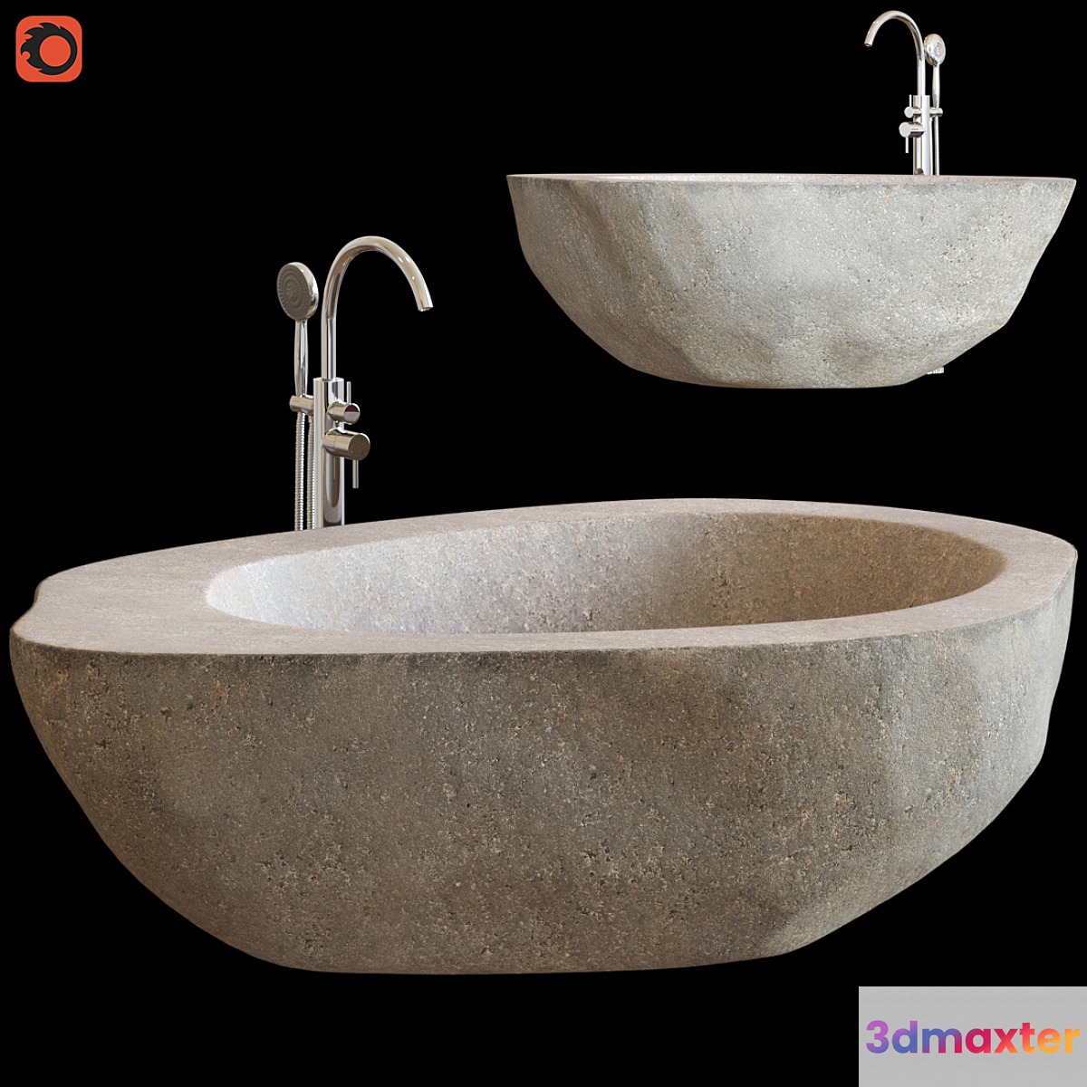 Riverstone bath 3D Max