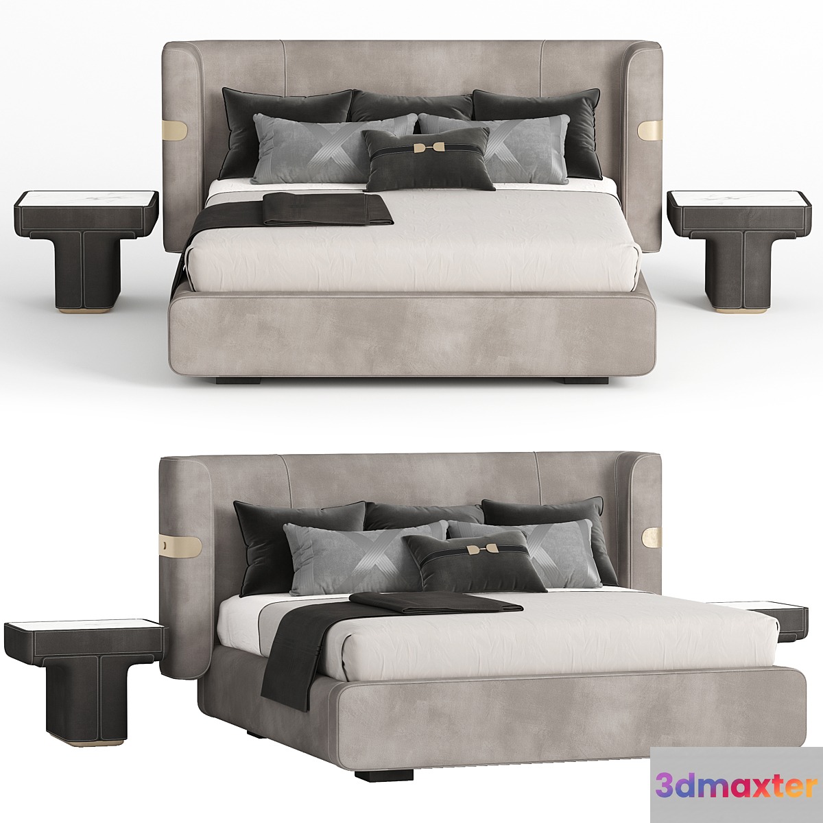 Bed and bedside table Mi bed Longhi