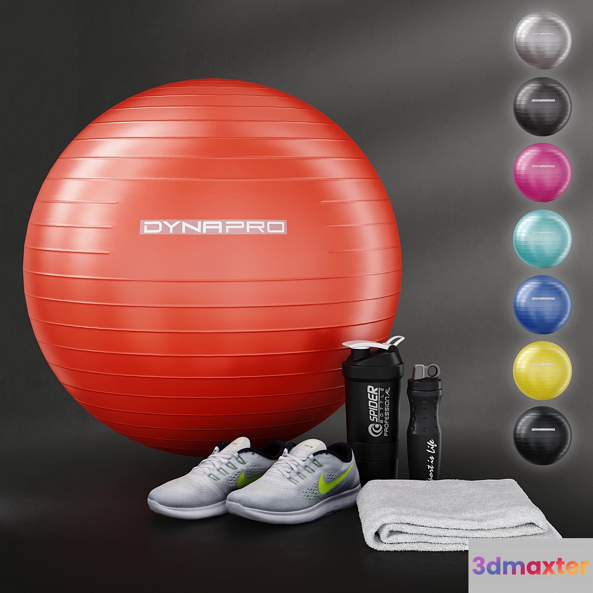Fitness set for gym decorating. Sport equipment. Set