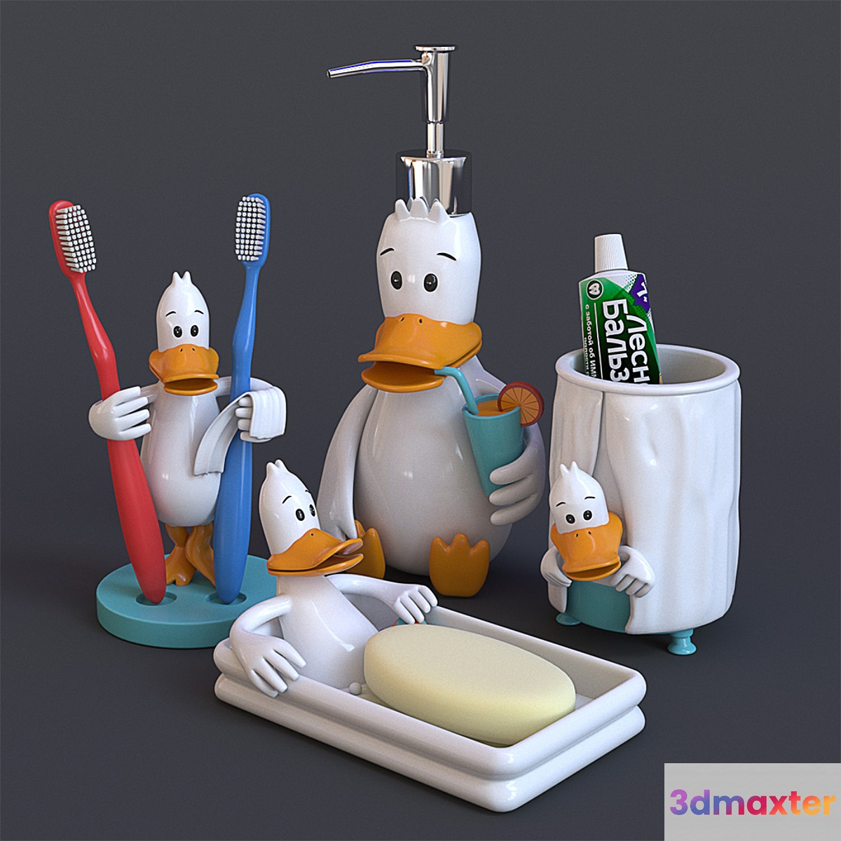 Bathroom accessories set 3D Max