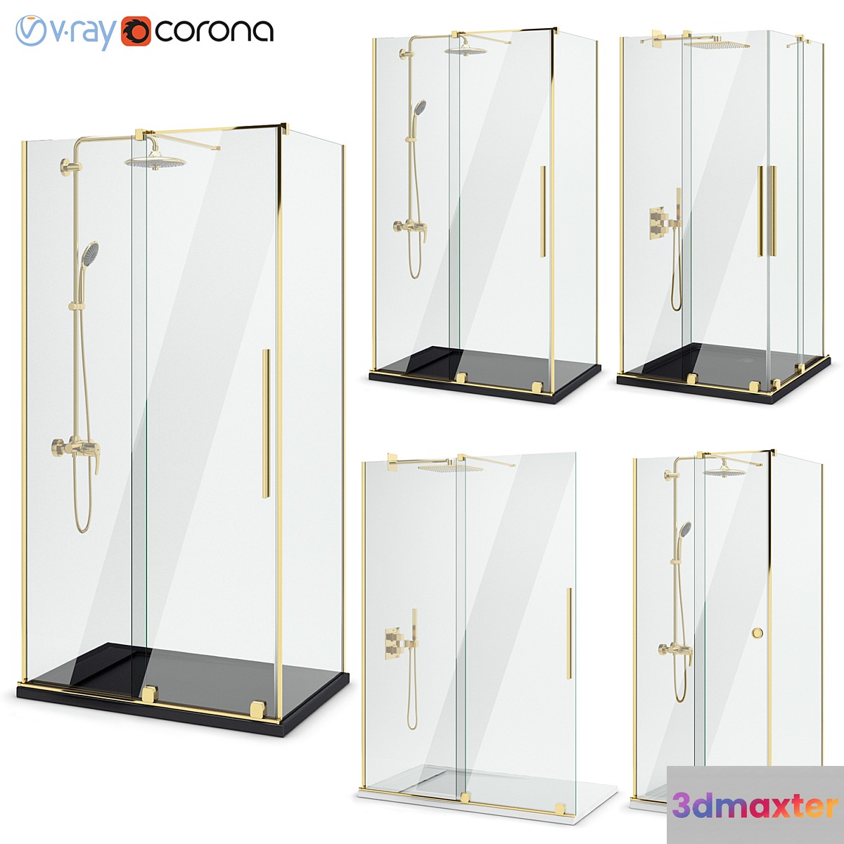 Shower enclosures Radaway | Furo gold set 115 3D Max