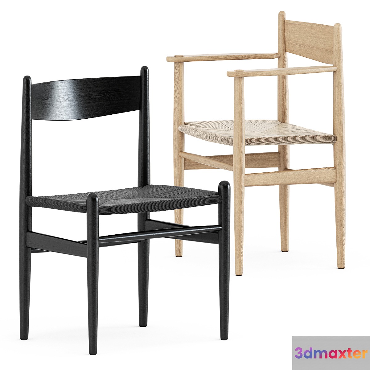 CH36 chair and CH37 chair by Carl Hansen 3D Max