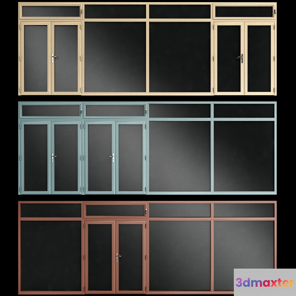 Stained aluminum doors 3D Max