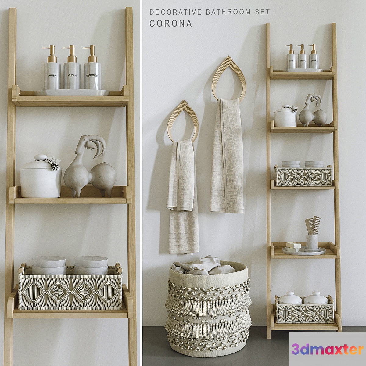 Set with Macrame baskets 3D Max