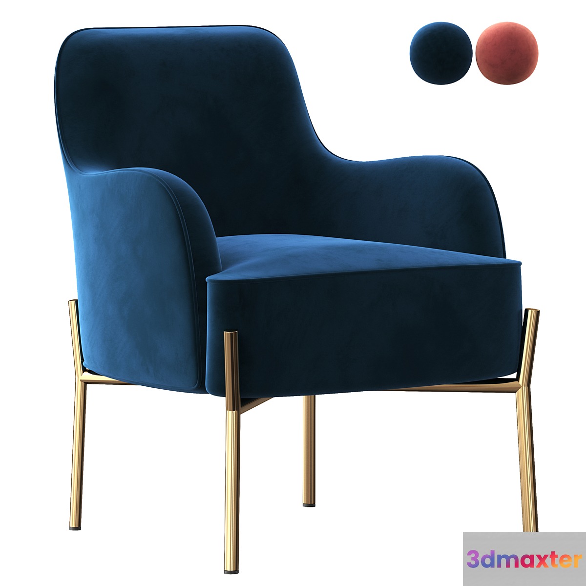 Corvus Penzing Velvet Upholstered Accent Chair with Golden Legs