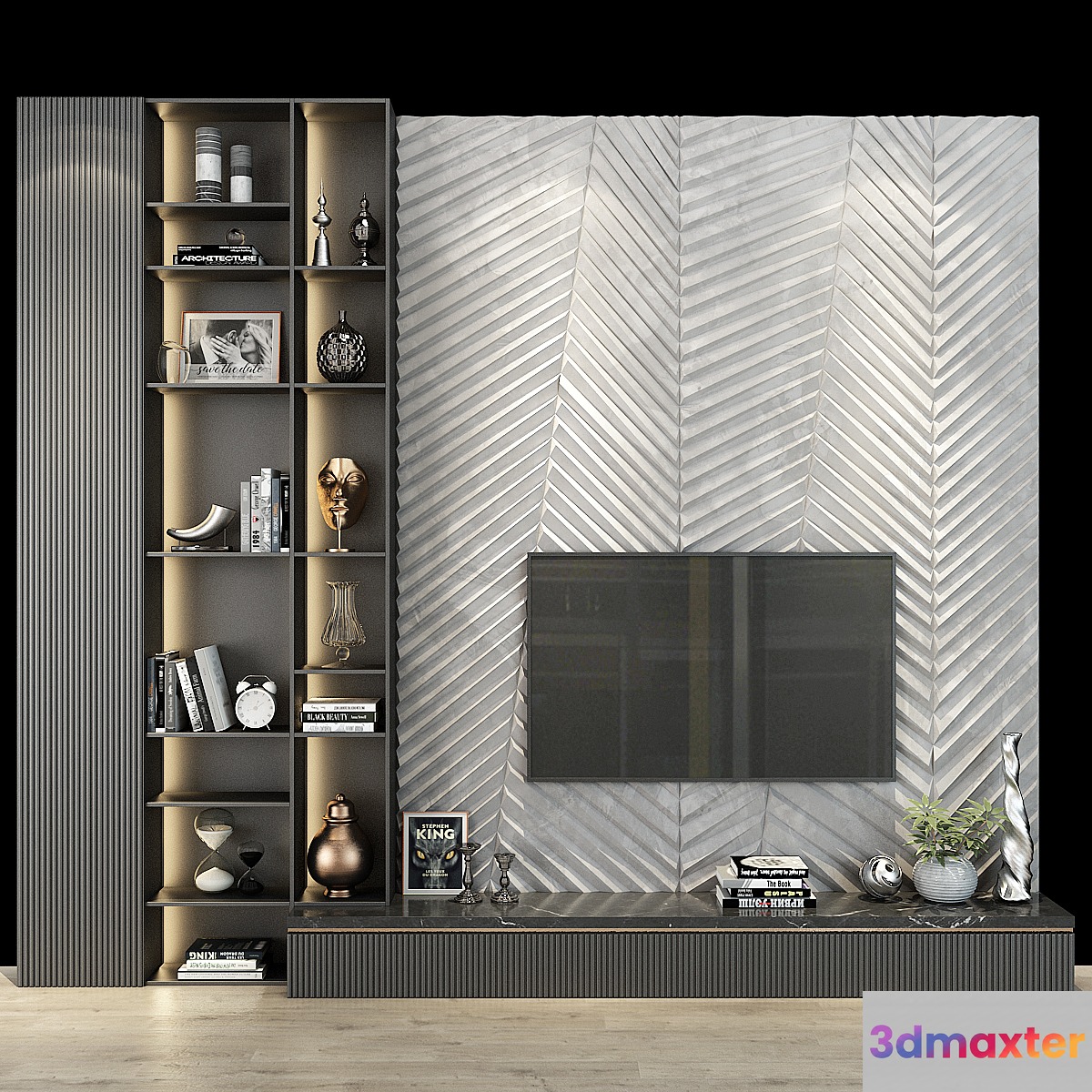 TV Wall set 0174 3D Max
