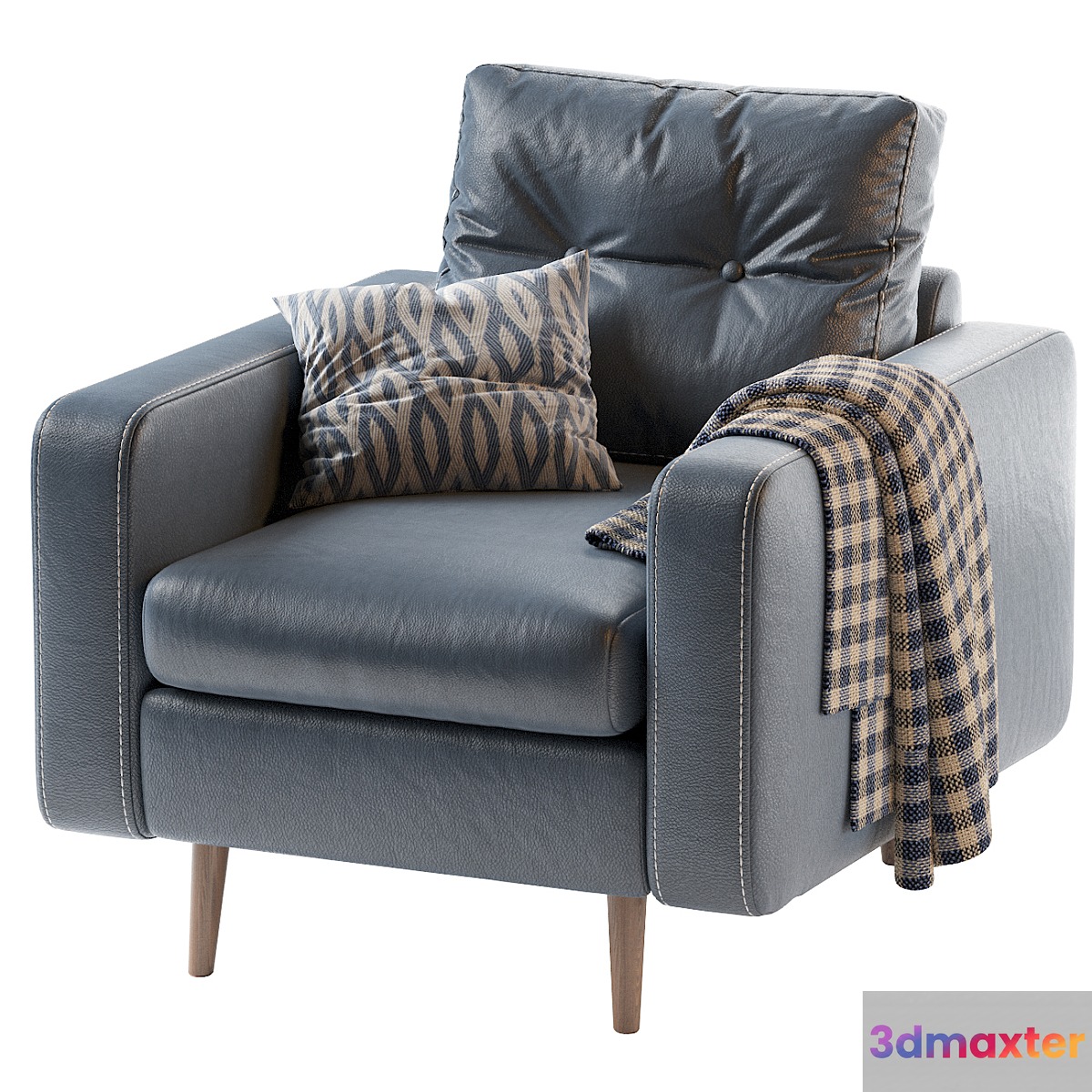 Deans Chair Leather Blue 3D Max