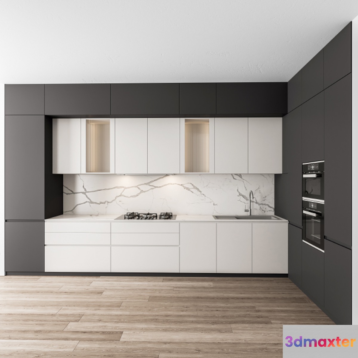 Kitchen Modern - Black and White 41 3D Max