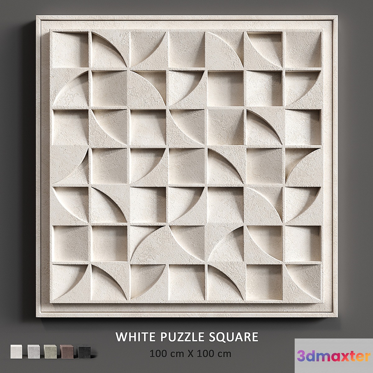 Relief White Puzzle Square 3D Max