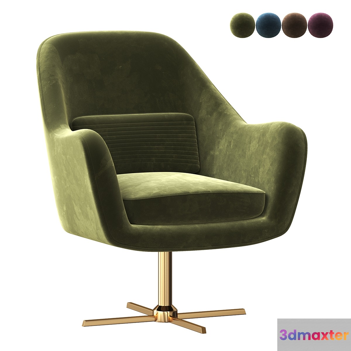 Velvet Swivel Lounge Chair 3D Max