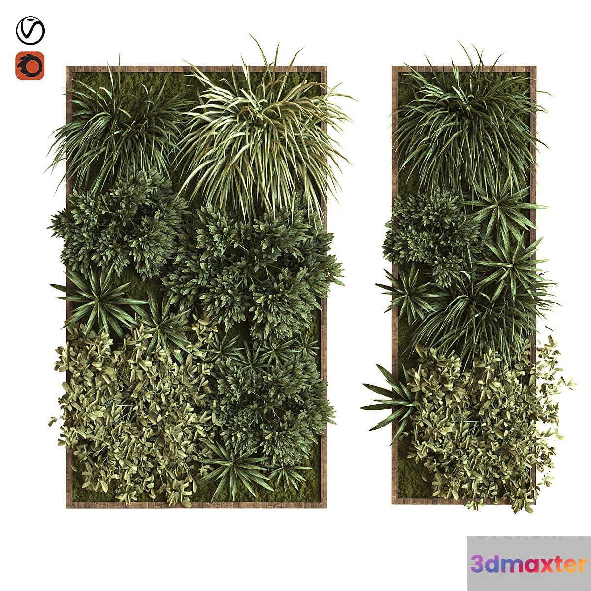 green wall vertical plant set 036 3D Max
