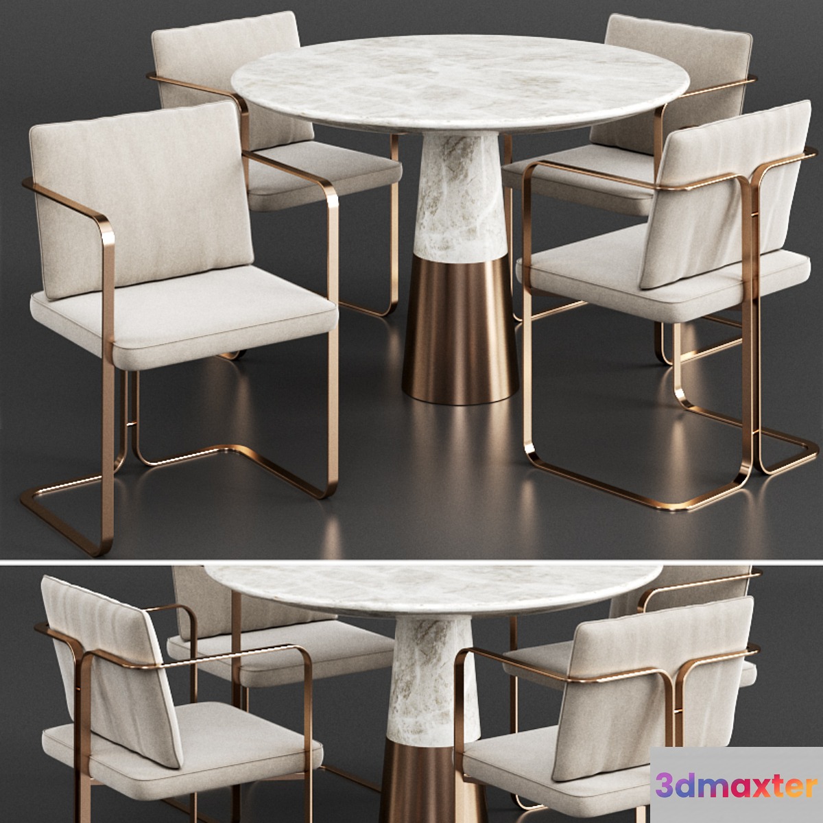 Dinning set 6 3D Max