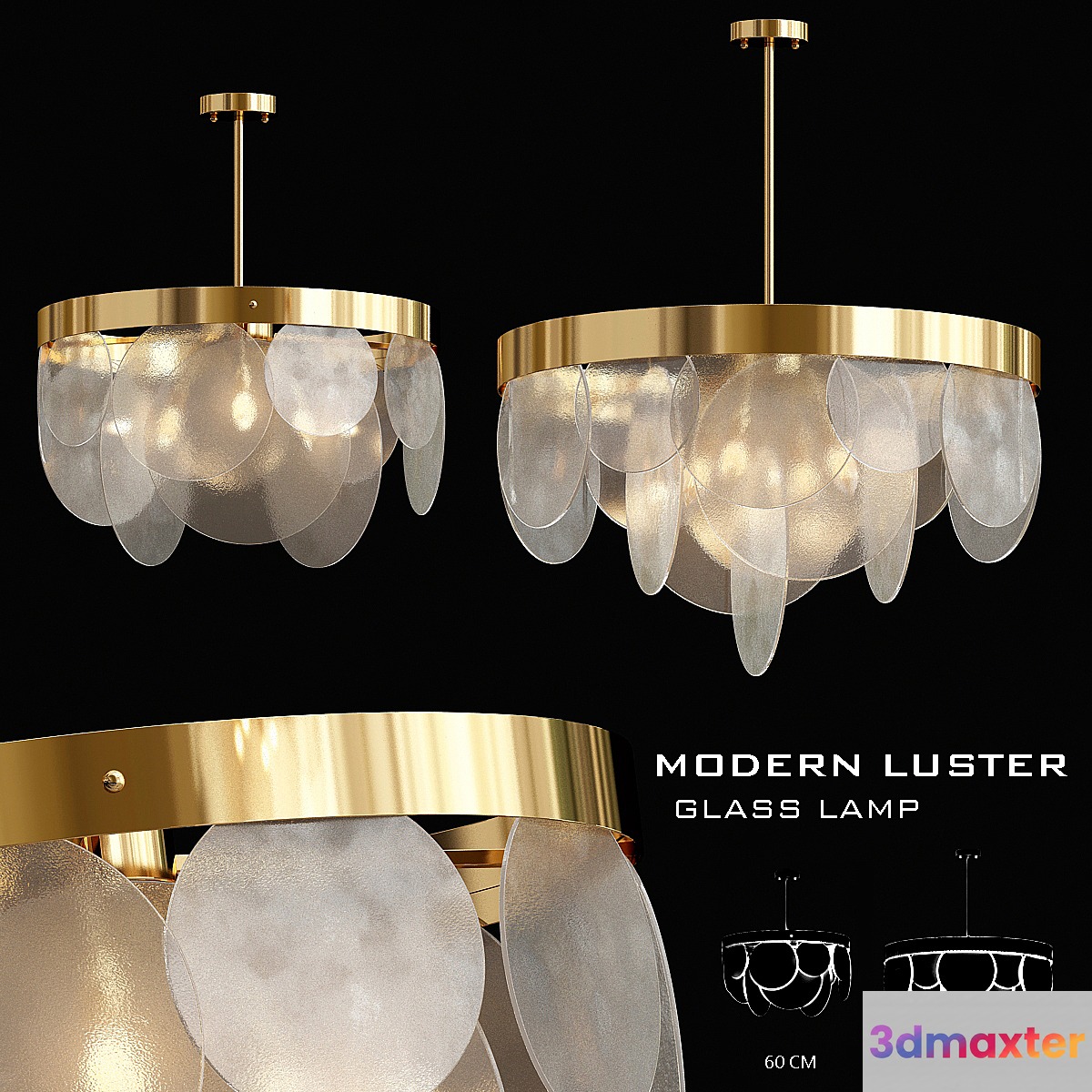 Modern glass frozen chandelier 3D Max