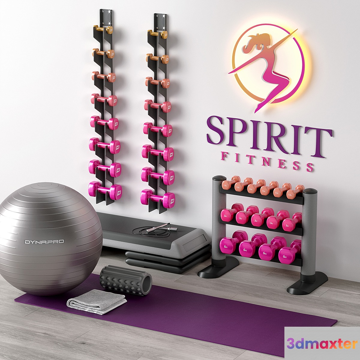 Excellent set for a fitness room. Sport equipment. Set - No.4