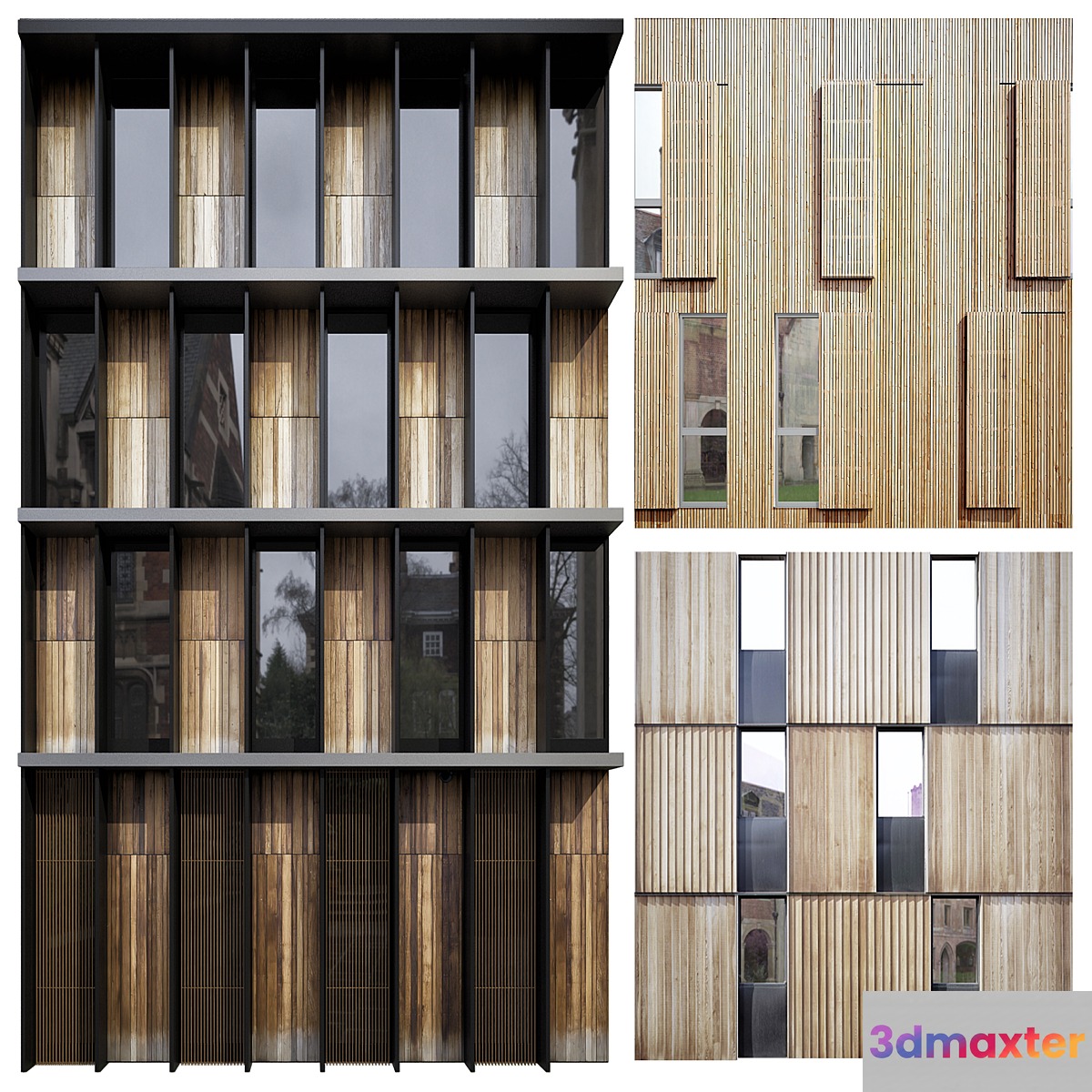 Facades of houses 3D Max