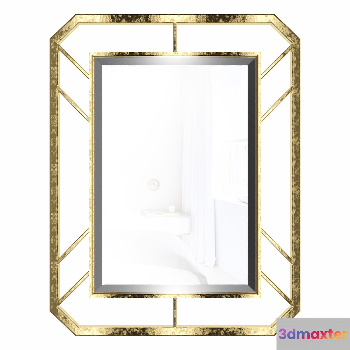 Rectangular mirror in metal frame gold color KFG081 3D Max