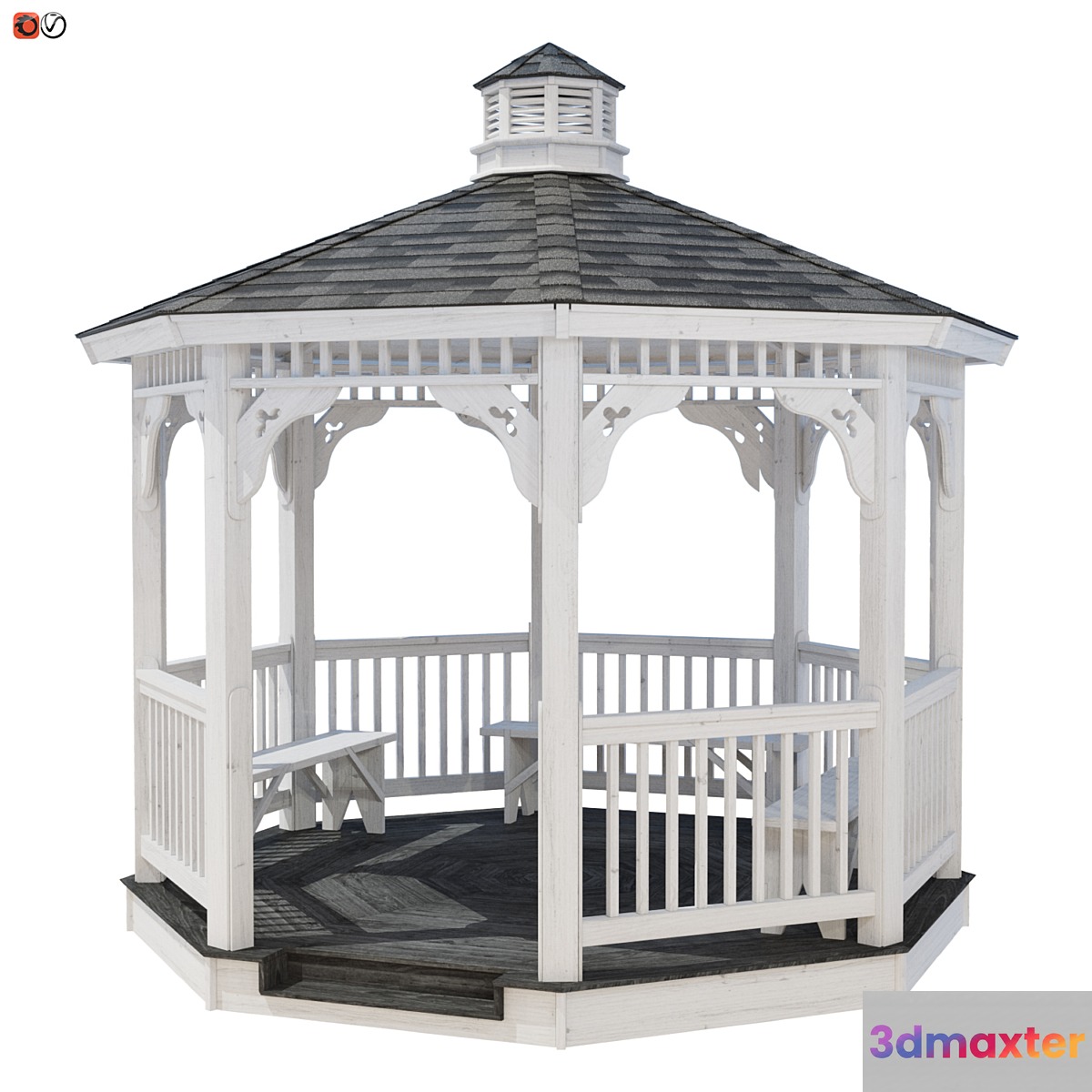 Garden Gazebo made of wood 4 3D Max
